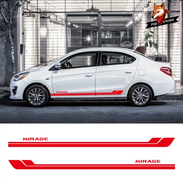 2 PCS Car Auto Sport Styling Vinyl Car Sticker Vinyl Sport Car Side Skirt Stickers Decals Car Styling for Mitsubishi Mirage